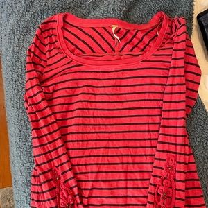 Red striped Free People shirt. Size medium